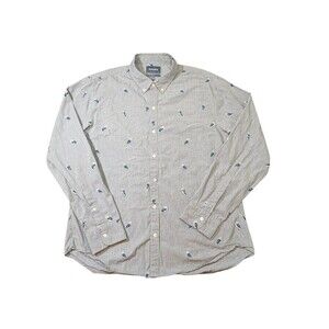 Bonobos Slim Fit Gray Owl Print Button Down Long Sleeve Shirt Sz XXL 100% Cotton